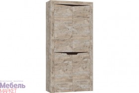 Шкаф 2-х створчатый комбинированный Хилтон (Дуб юкон/Гранж) в Томмоте - tommot.katalogmebeli.com | фото