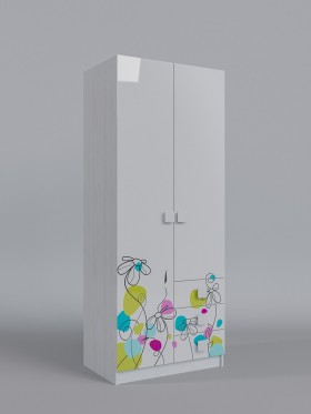 Шкаф 2-х створчатый с ящиками Флёр (Белый/корпус Выбеленное дерево) в Томмоте - tommot.katalogmebeli.com | фото