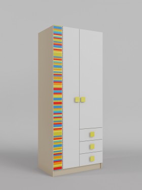 Шкаф 2-х створчатый с ящиками Клаксон без машинок (Белый/корпус Клен) в Томмоте - tommot.katalogmebeli.com | фото