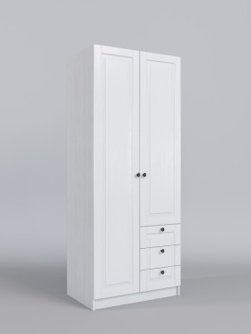 Шкаф 2-х створчатый с ящиками Классика (Белый/корпус Выбеленное дерево) в Томмоте - tommot.katalogmebeli.com | фото