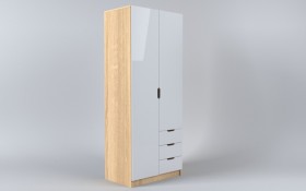 Шкаф 2-х створчатый с ящиками Лофт (Белый/корпус Дуб Сонома) в Томмоте - tommot.katalogmebeli.com | фото