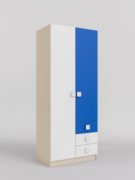Шкаф 2-х створчатый с ящиками Скай (Синий/Белый/корпус Клен) в Томмоте - tommot.katalogmebeli.com | фото 1