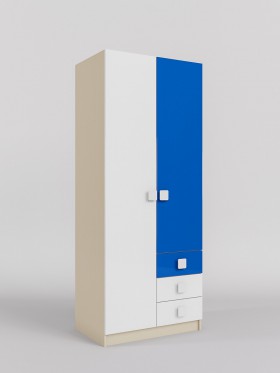 Шкаф 2-х створчатый с ящиками Скай люкс (Синий/Белый/корпус Клен) в Томмоте - tommot.katalogmebeli.com | фото