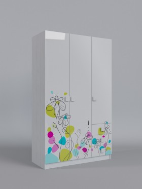 Шкаф 3-х створчатый с ящиками Флёр (Белый/корпус Выбеленное дерево) в Томмоте - tommot.katalogmebeli.com | фото