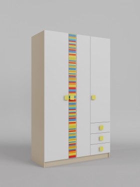 Шкаф 3-х створчатый с ящиками Клаксон без машинок (Белый/корпус Клен) в Томмоте - tommot.katalogmebeli.com | фото