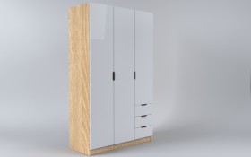 Шкаф 3-х створчатый с ящиками Лофт (Белый/корпус Дуб Сонома) в Томмоте - tommot.katalogmebeli.com | фото