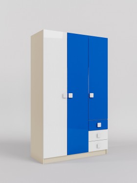 Шкаф 3-х створчатый с ящиками Скай люкс (Синий/Белый/корпус Клен) в Томмоте - tommot.katalogmebeli.com | фото 1