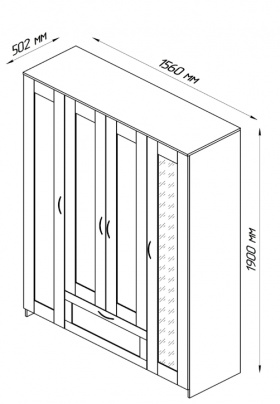 Шкаф четырехдверный Сириус с 1 зеркалом и 1 ящиком белый в Томмоте - tommot.katalogmebeli.com | фото 3
