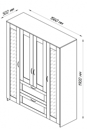 Шкаф четырехдверный Сириус с 1 зеркалом и 2 ящиками белый в Томмоте - tommot.katalogmebeli.com | фото 2