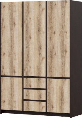 Модульная система "Прага" Шкаф для одежды трехстворчатый Дуб Венге/Дуб Делано в Томмоте - tommot.katalogmebeli.com | фото