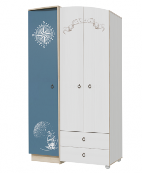 Шкаф для одежды Бриз 1200 Дуб ривьера/ Рамух белый/синий в Томмоте - tommot.katalogmebeli.com | фото