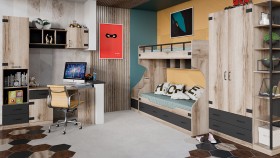 Шкаф для одежды комбинированный «Окланд» (Фон Черный/Дуб Делано) в Томмоте - tommot.katalogmebeli.com | фото 4