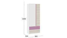 Шкаф для одежды комбинированный «Сканди» Дуб Гарден/Белый/Лиловый в Томмоте - tommot.katalogmebeli.com | фото 5