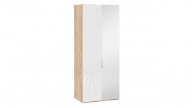 Шкаф для одежды с 1 глухой и 1 зеркальной дверями правый «Эмбер» Яблоня Беллуно/Белый глянец в Томмоте - tommot.katalogmebeli.com | фото