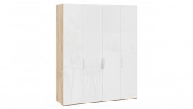 Шкаф для одежды с 4 глухими дверями «Эмбер» Яблоня Беллуно/Белый глянец в Томмоте - tommot.katalogmebeli.com | фото