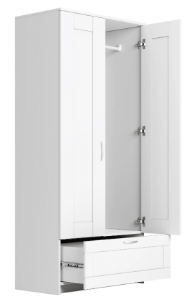 Шкаф двухдверный Сириус с 1 ящиком белый в Томмоте - tommot.katalogmebeli.com | фото 3