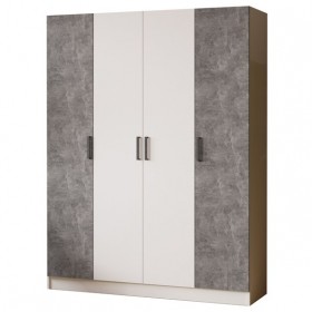 Шкаф комбинированный Ларс (1,6) без зеркала белый/ателье светлое в Томмоте - tommot.katalogmebeli.com | фото