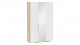 Шкаф комбинированный с 2 глухими и 1 зеркальной дверями правый «Эмбер» Яблоня Беллуно/Белый глянец в Томмоте - tommot.katalogmebeli.com | фото