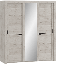 Шкаф трехдверный Соренто с раздвижными дверями Дуб бонифаций/Кофе структурный матовый в Томмоте - tommot.katalogmebeli.com | фото 1