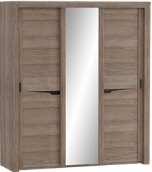Шкаф трехдверный Соренто с раздвижными дверями Дуб стирлинг/Кофе структурный матовый в Томмоте - tommot.katalogmebeli.com | фото 1