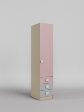 Шкаф угловой (секция с ящиками) Грэйси (Розовый/Серый/корпус Клен) в Томмоте - tommot.katalogmebeli.com | фото