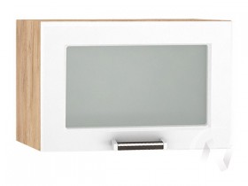 Шкаф верхний со стеклом Прага ШВГС 500 (Белое дерево/корпус дуб крафт золотой) в Томмоте - tommot.katalogmebeli.com | фото