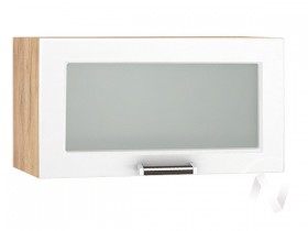 Шкаф верхний со стеклом Прага ШВГС 600 (Белое дерево/корпус дуб крафт золотой) в Томмоте - tommot.katalogmebeli.com | фото