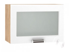 Шкаф верхний со стеклом Прага ШВГС 609 (Белое дерево/корпус дуб крафт золотой) в Томмоте - tommot.katalogmebeli.com | фото