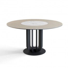 Стол круглый Rotor (160), шпон + керамика светлая в Томмоте - tommot.katalogmebeli.com | фото